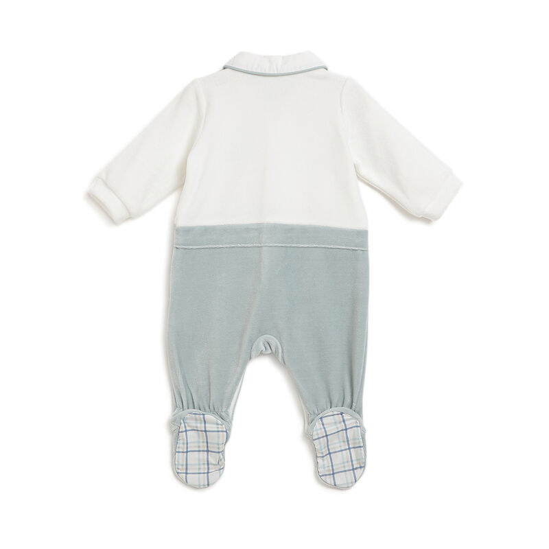 Boys Light Green Applique Front Opening Babysuit image number 1